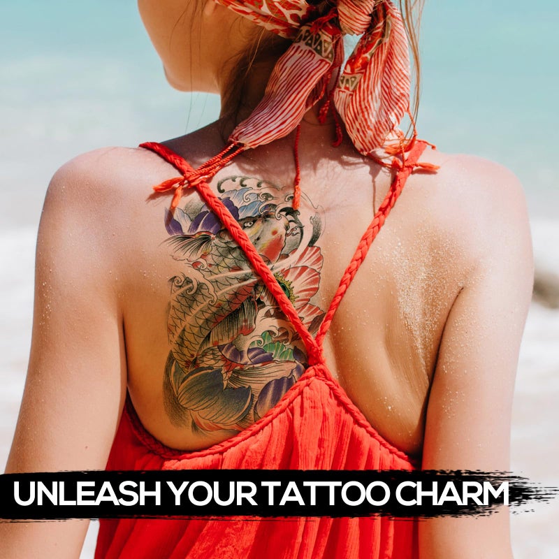 Kotbs 6 Sheets Temporary Tattoos Large Koi Fish Body Tattoos Sticker for Men Women Waterproof Fake Tattoos - Image 5